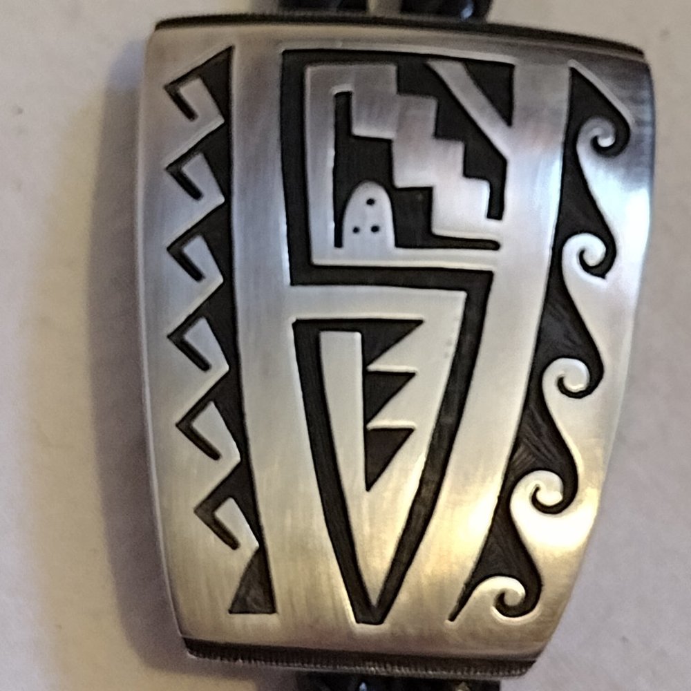 🎬 Vintage Sterling Silver Bolo Tie - Picture 2 of 8